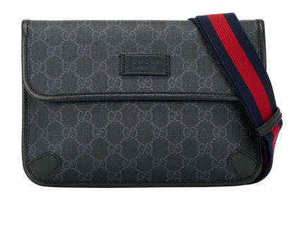 GG Supreme Slim Belt Bag, &pound;550, Handbags, Black, Canvas/Leather, Front view